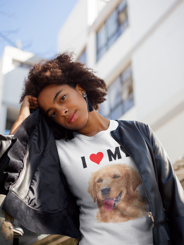 Image of I Love My Golden Retriever - Cotton T-Shirt