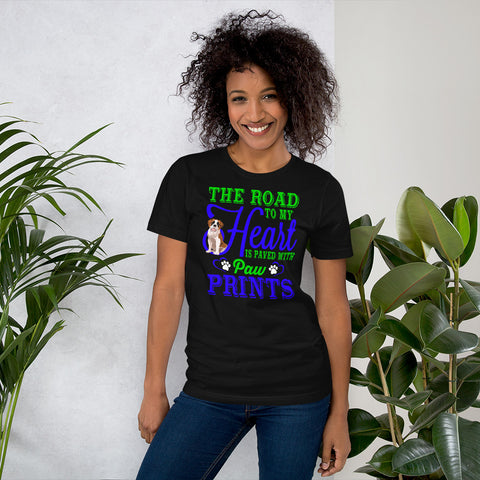 Image of The Road to My Heart Is Paved With Paw Prints - Cotton T-Shirt