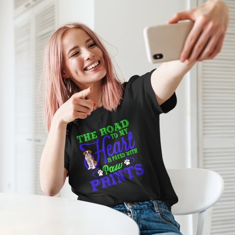Image of The Road to My Heart Is Paved With Paw Prints - Cotton T-Shirt