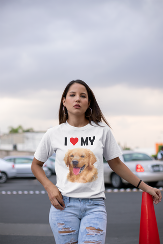 Image of I Love My Golden Retriever - Cotton T-Shirt