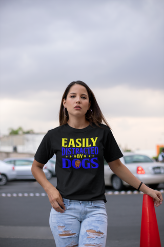 Image of Easily Distracted by Dogs - Cotton T-Shirt