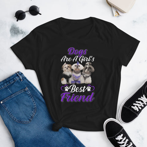 Image of Dogs Are a Girl's Best Friend - Women's Cotton T-Shirt