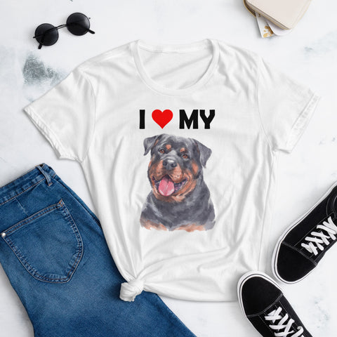 Image of I Love My Rottweiler - Women's Cotton T-Shirt