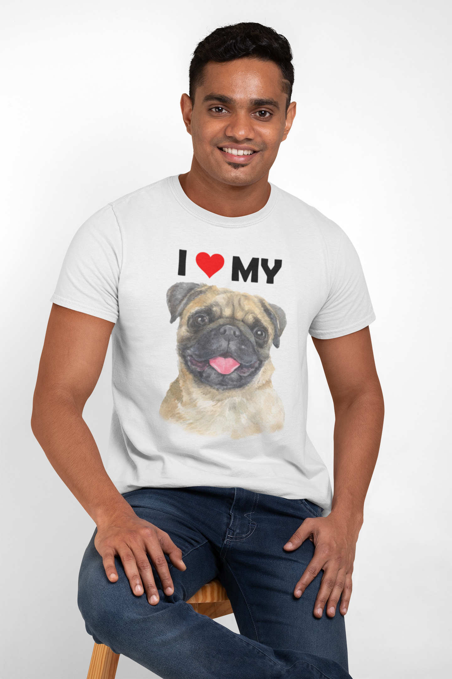 I Love My Pug - Cotton T-Shirt
