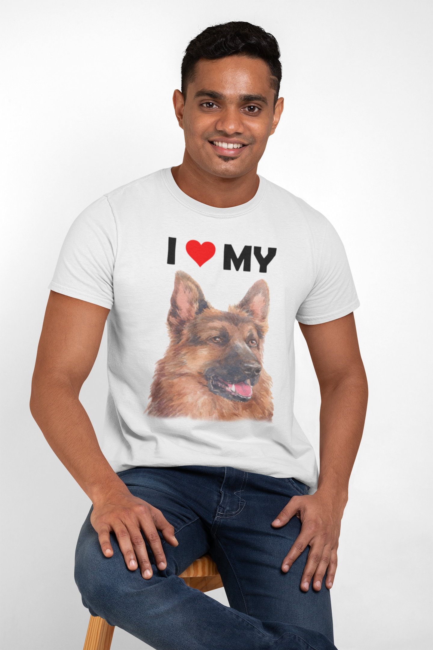 I Love My German Shepherd - Cotton T-Shirt