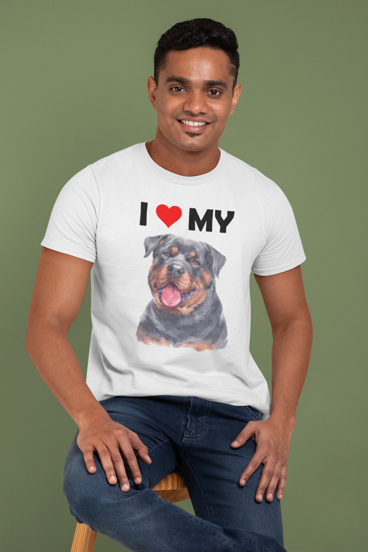 I Love My Rottweiler - Cotton T-Shirt
