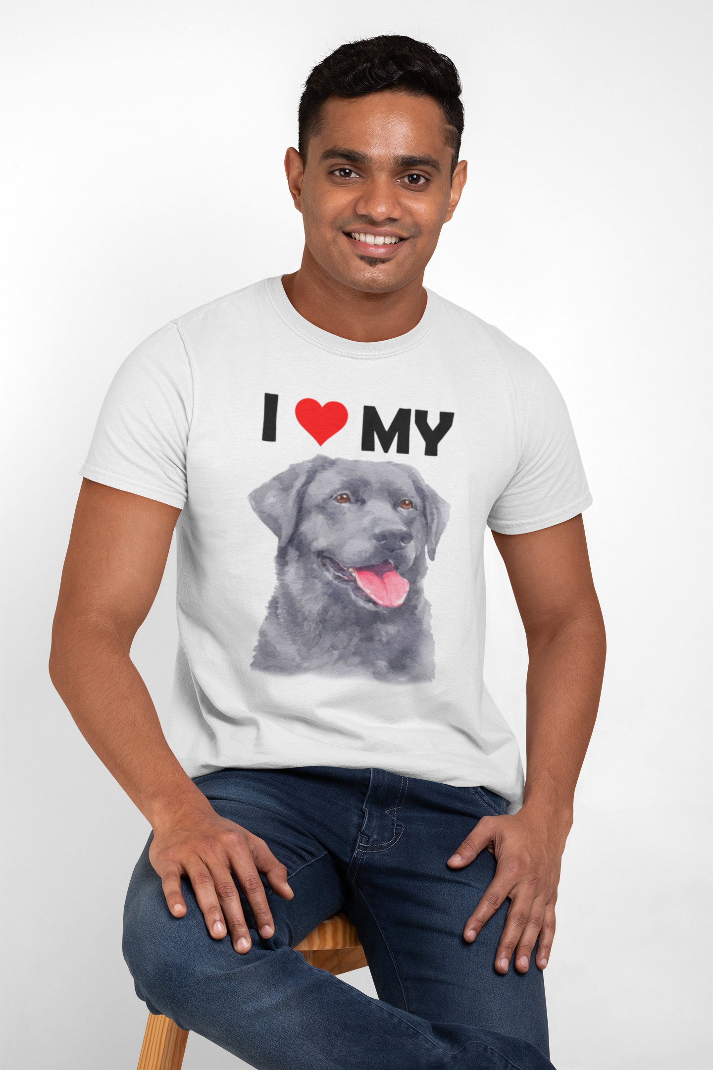 I Love My Black Labrador - Cotton T-Shirt