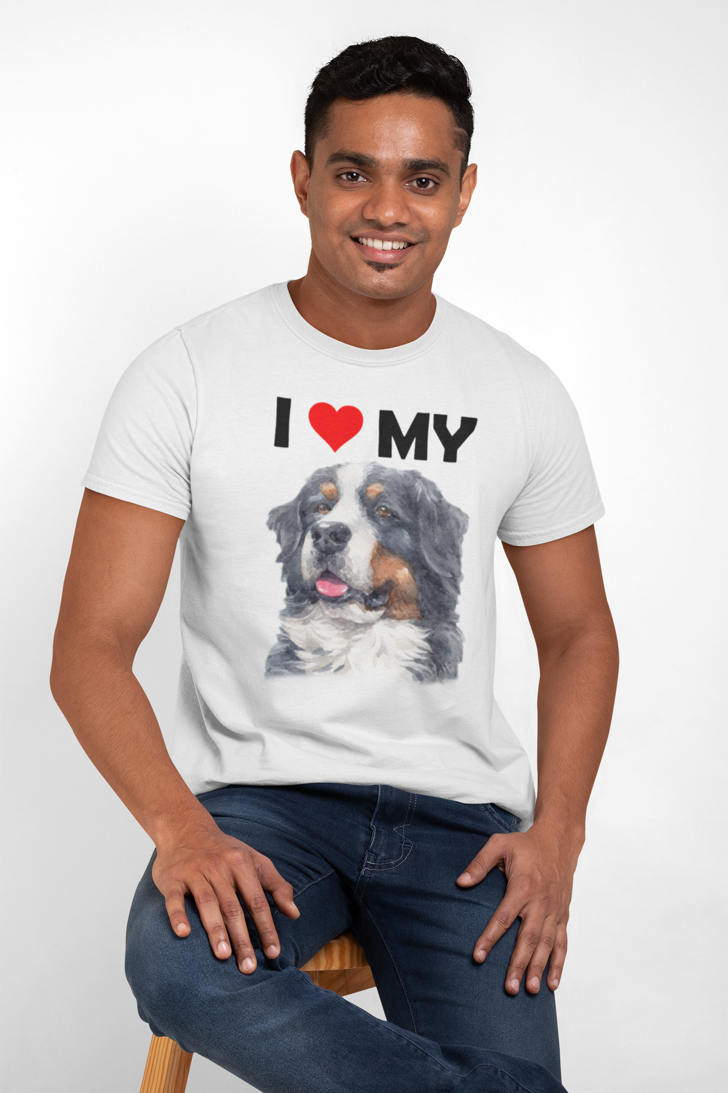 I Love My Bernese Mountain Dog - Cotton T-Shirt