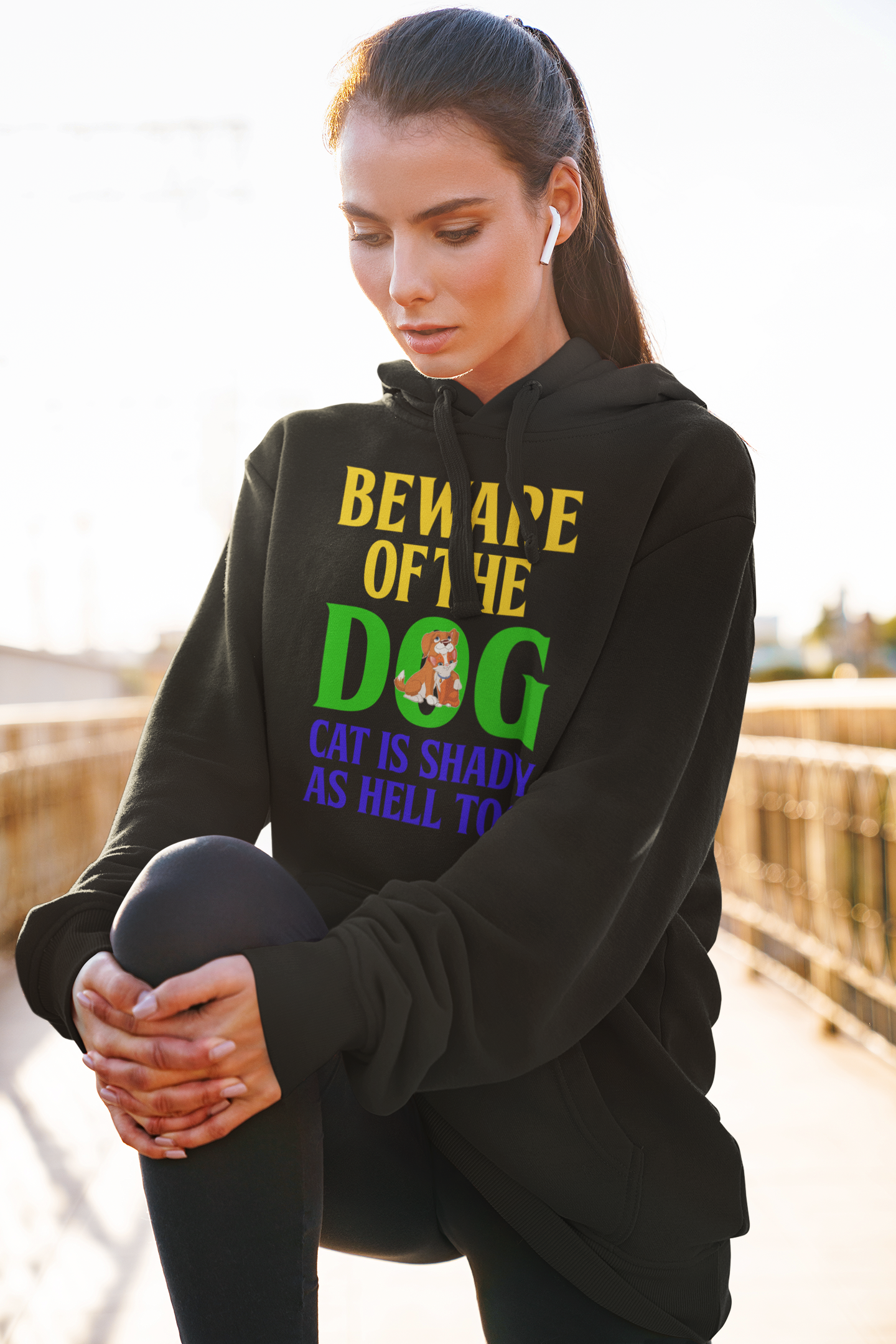 Beware of the Dog. Cat Is Shady as Hell Too - Hoodie