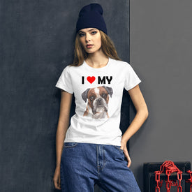 I Love My Boxer - Women's Cotton T-Shirt