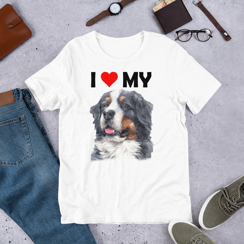 I Love My Bernese Mountain Dog - Cotton T-Shirt