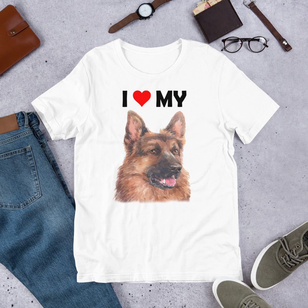 I Love My German Shepherd - Cotton T-Shirt