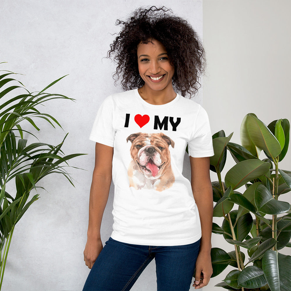 I Love My Bulldog - Cotton T-Shirt