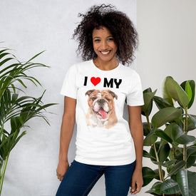 I Love My Bulldog - Cotton T-Shirt