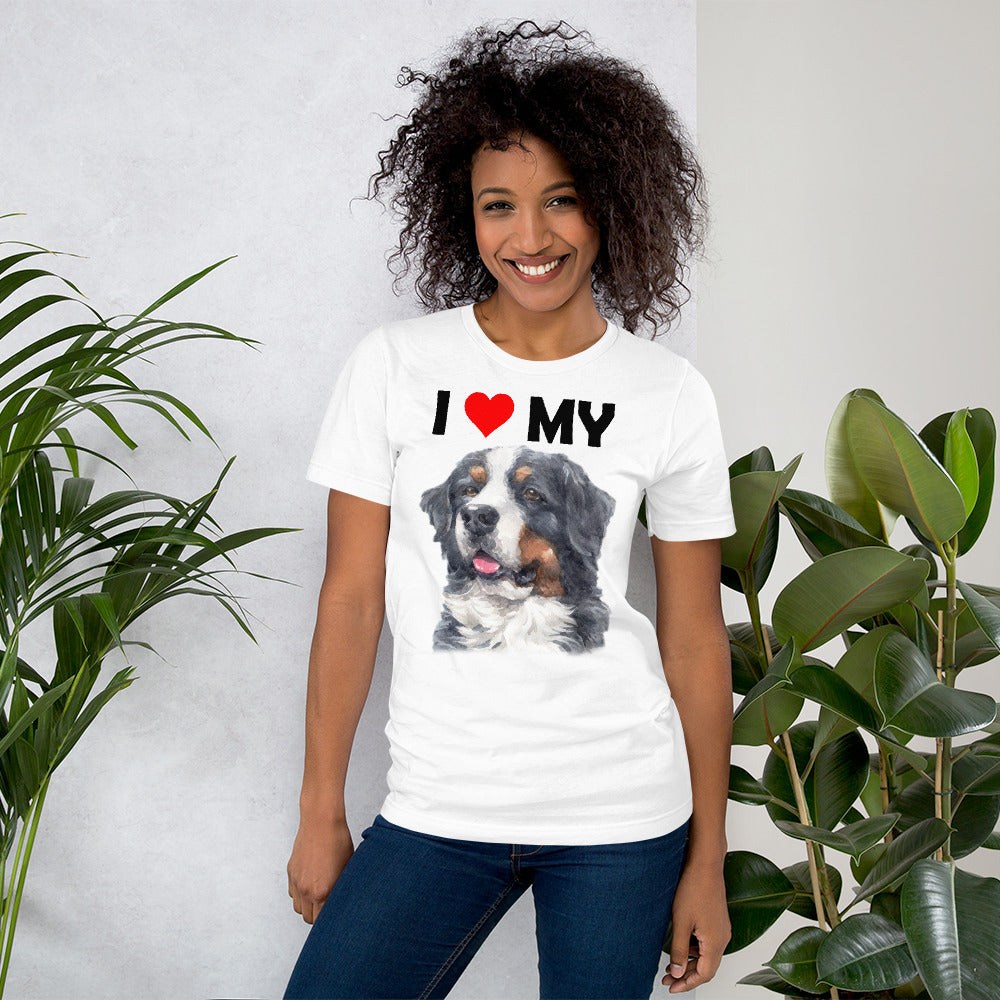 I Love My Bernese Mountain Dog - Cotton T-Shirt