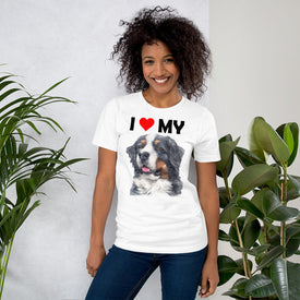 I Love My Bernese Mountain Dog - Cotton T-Shirt