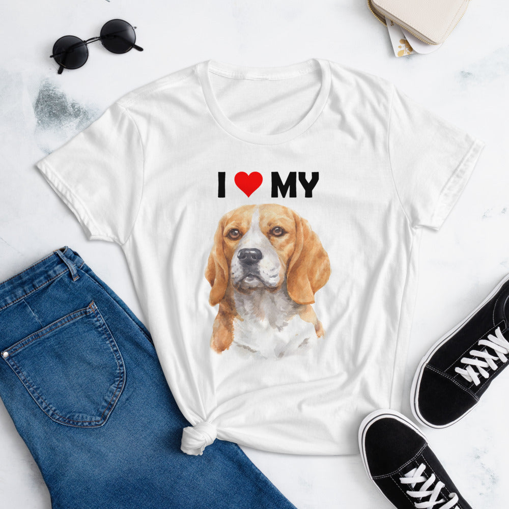 I Love My Beagle - Women's Cotton T-Shirt