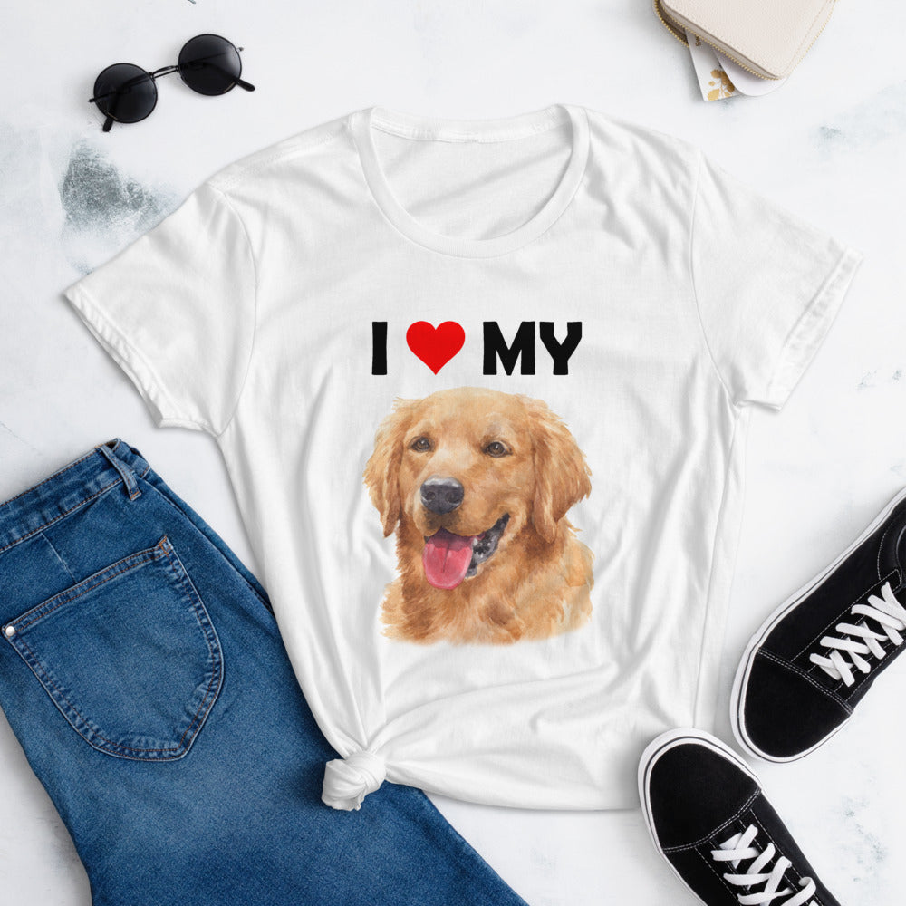 I Love My Golden Retriever - Women's Cotton T-Shirt