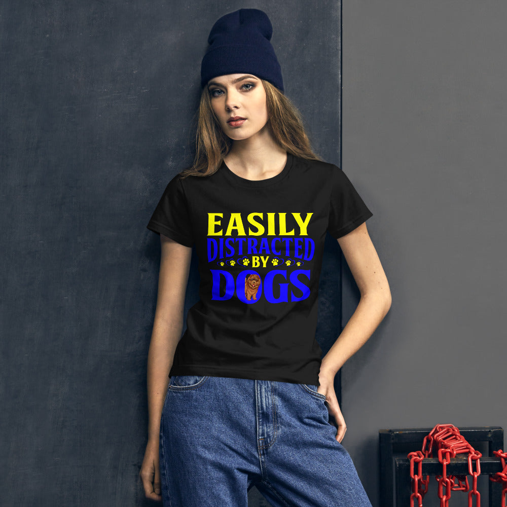 Easily Distracted by Dogs - Women's Cotton T-Shirt