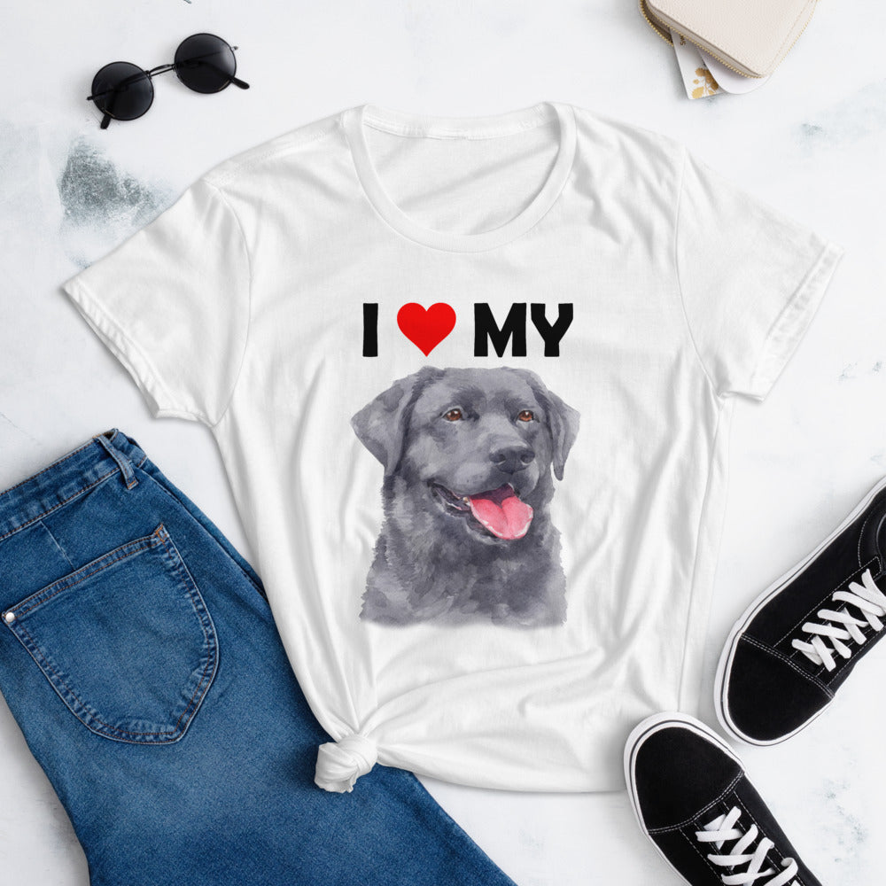 I Love My Black Labrador - Women's Cotton T-Shirt
