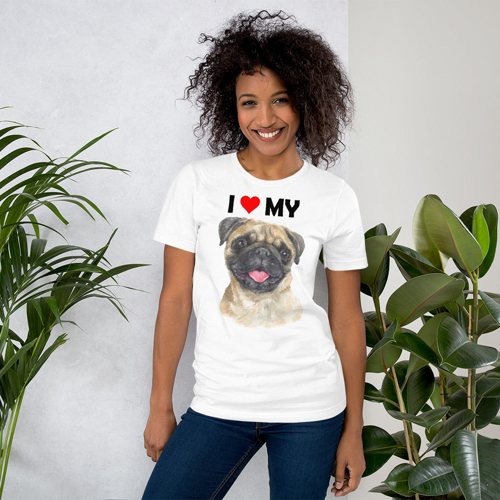 I Love My Pug - Cotton T-Shirt