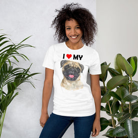 I Love My Pug - Cotton T-Shirt