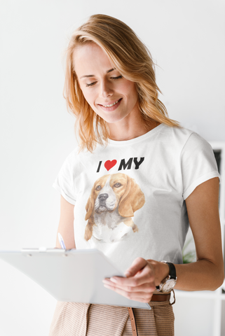 Image of I Love My Beagle - Women's Cotton T-Shirt