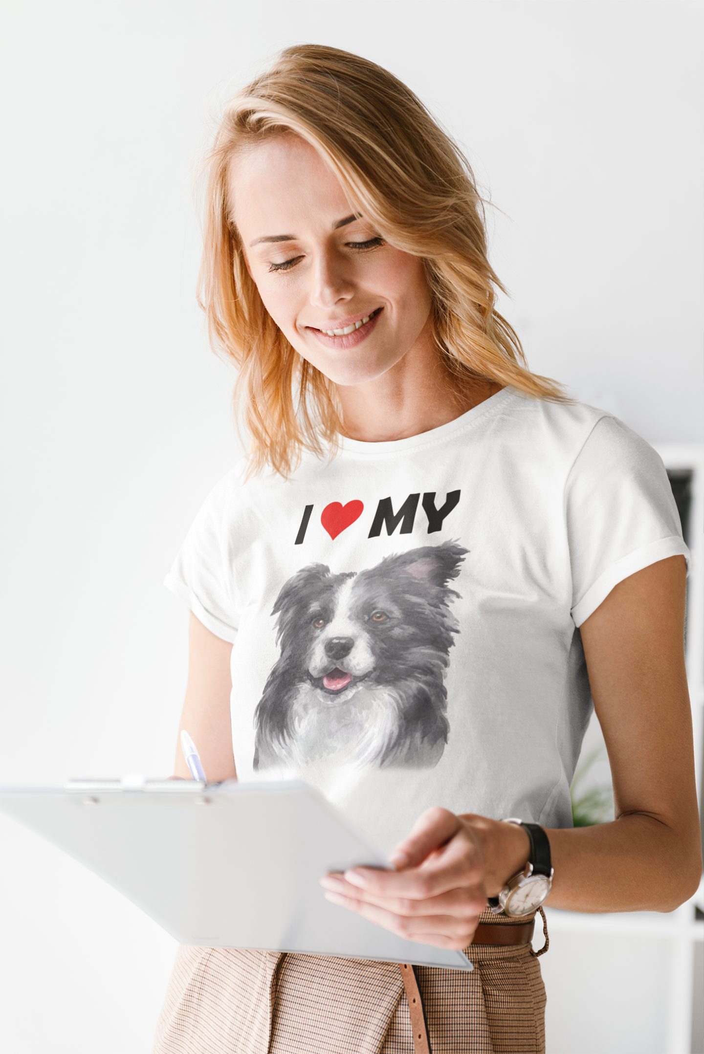 I Love My Border Collie - Women's Cotton T-Shirt