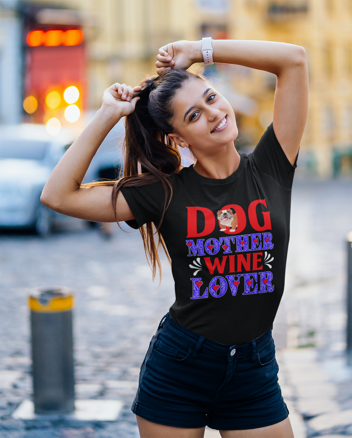 Dog Mother Wine Lover - Cotton T-Shirt