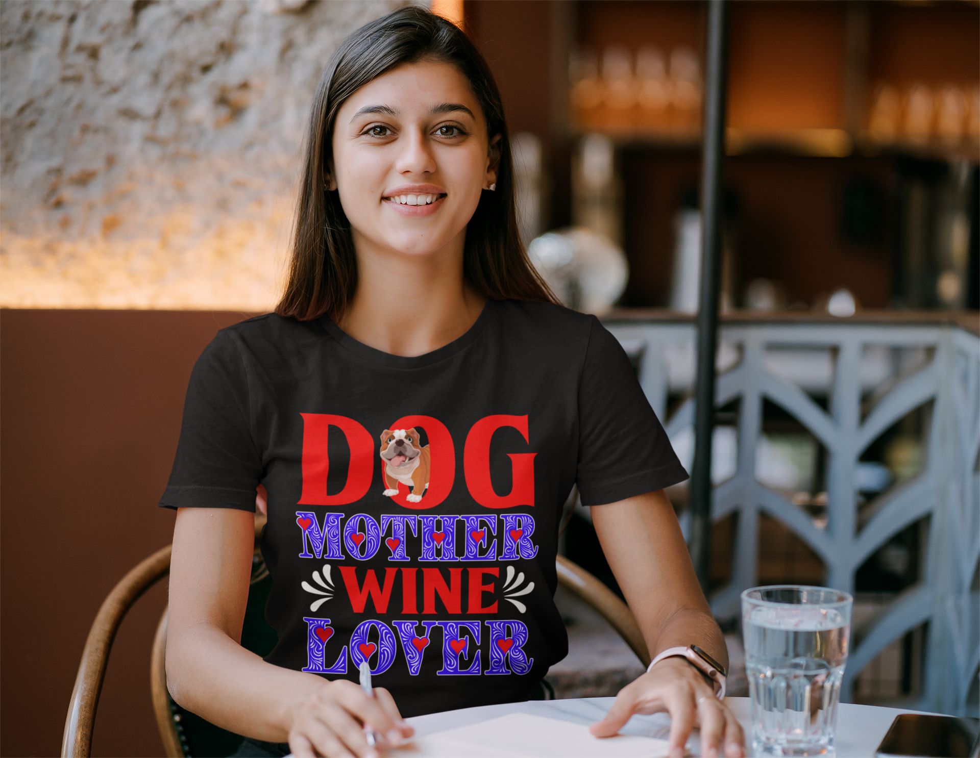 Dog Mother Wine Lover - Cotton T-Shirt