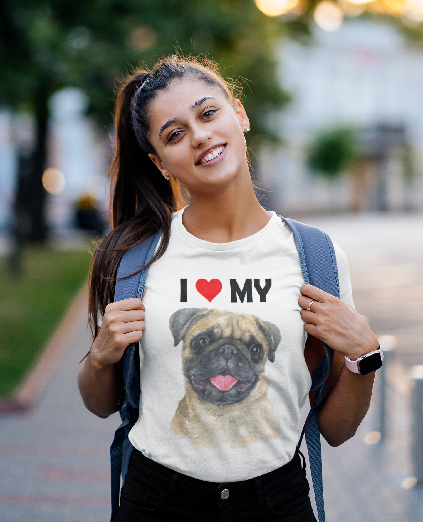I Love My Pug - Cotton T-Shirt