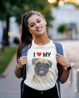 I Love My Pug - Cotton T-Shirt