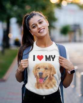 I Love My Golden Retriever -  Cotton T-Shirt