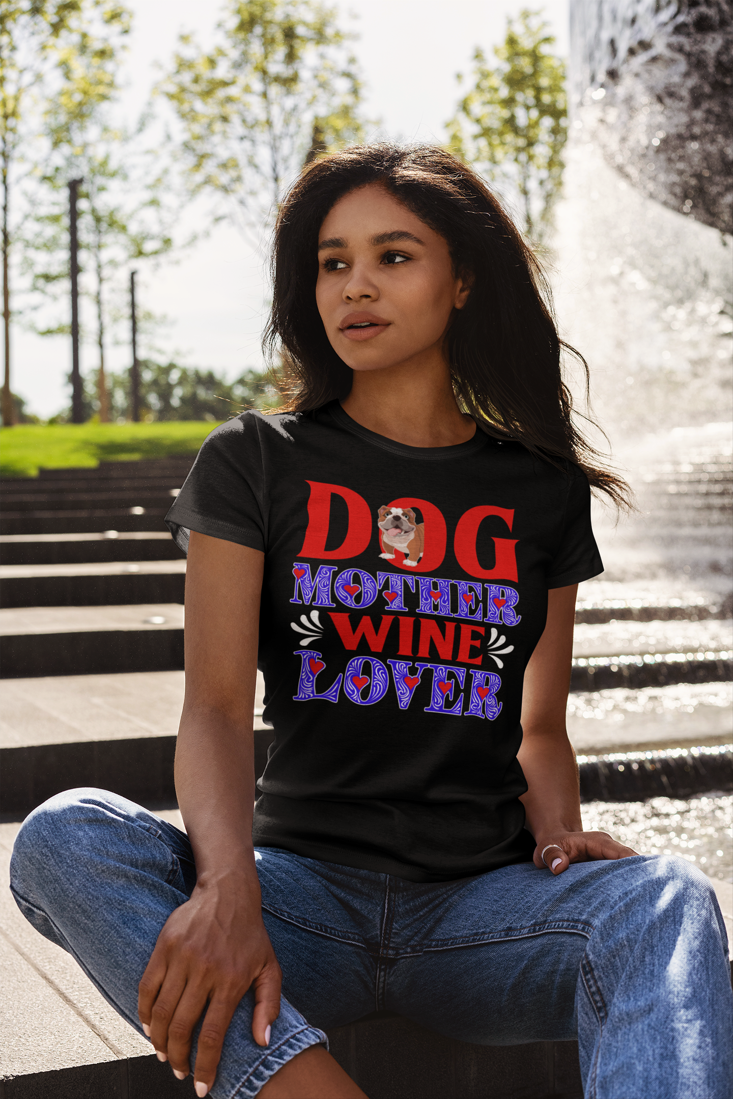 Dog Mother Wine Lover - Women's Cotton T-Shirt