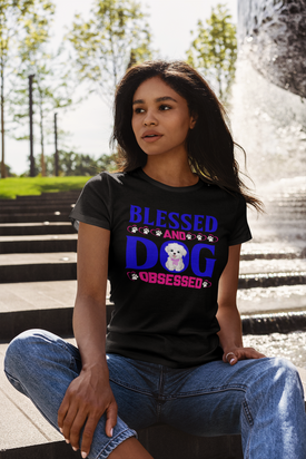 Blessed and Dog Obsessed - Women's Cotton T-Shirt