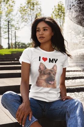 I Love My German Shepherd - Women's Cotton T-Shirt
