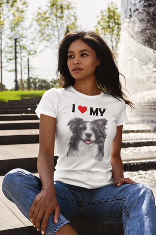 Image of I Love My Border Collie - Women's Cotton T-Shirt