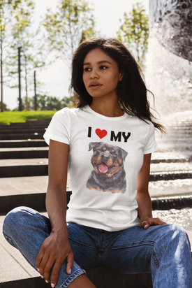 I Love My Rottweiler - Women's Cotton T-Shirt