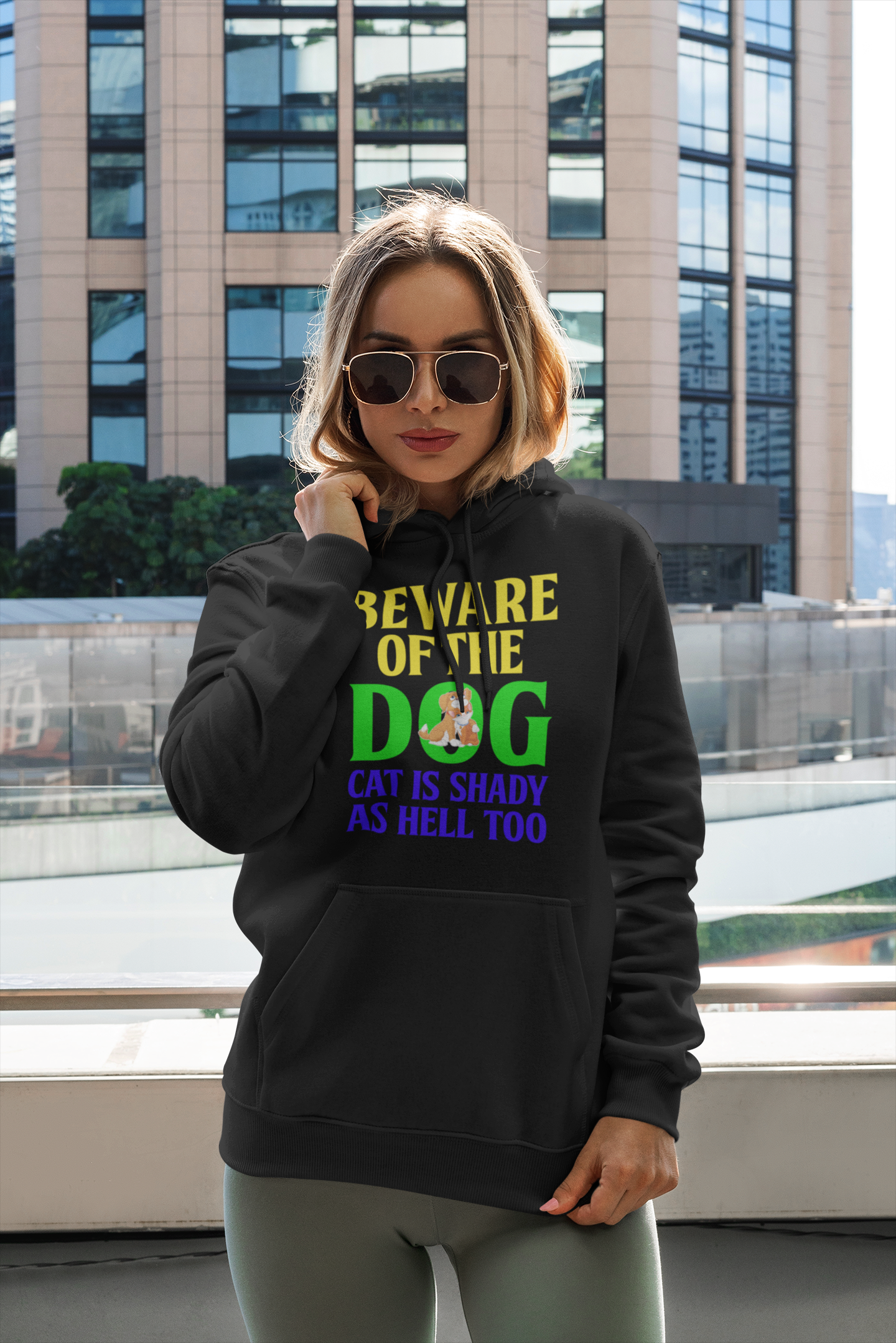 Beware of the Dog. Cat Is Shady as Hell Too - Hoodie