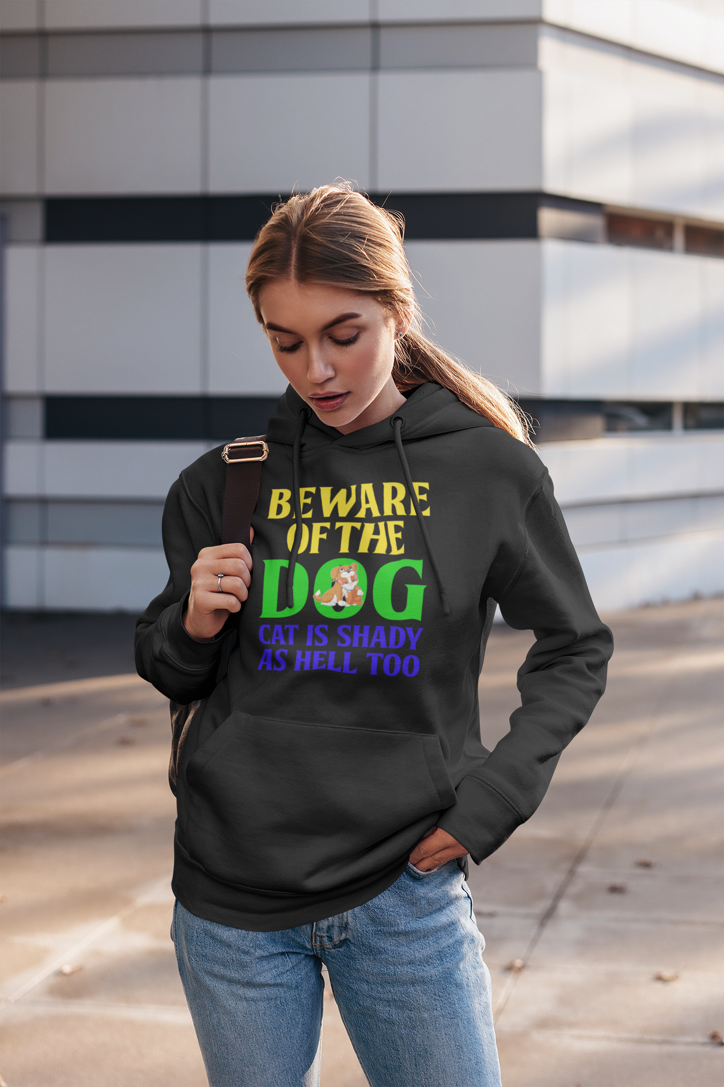 Beware of the Dog. Cat Is Shady as Hell Too - Hoodie