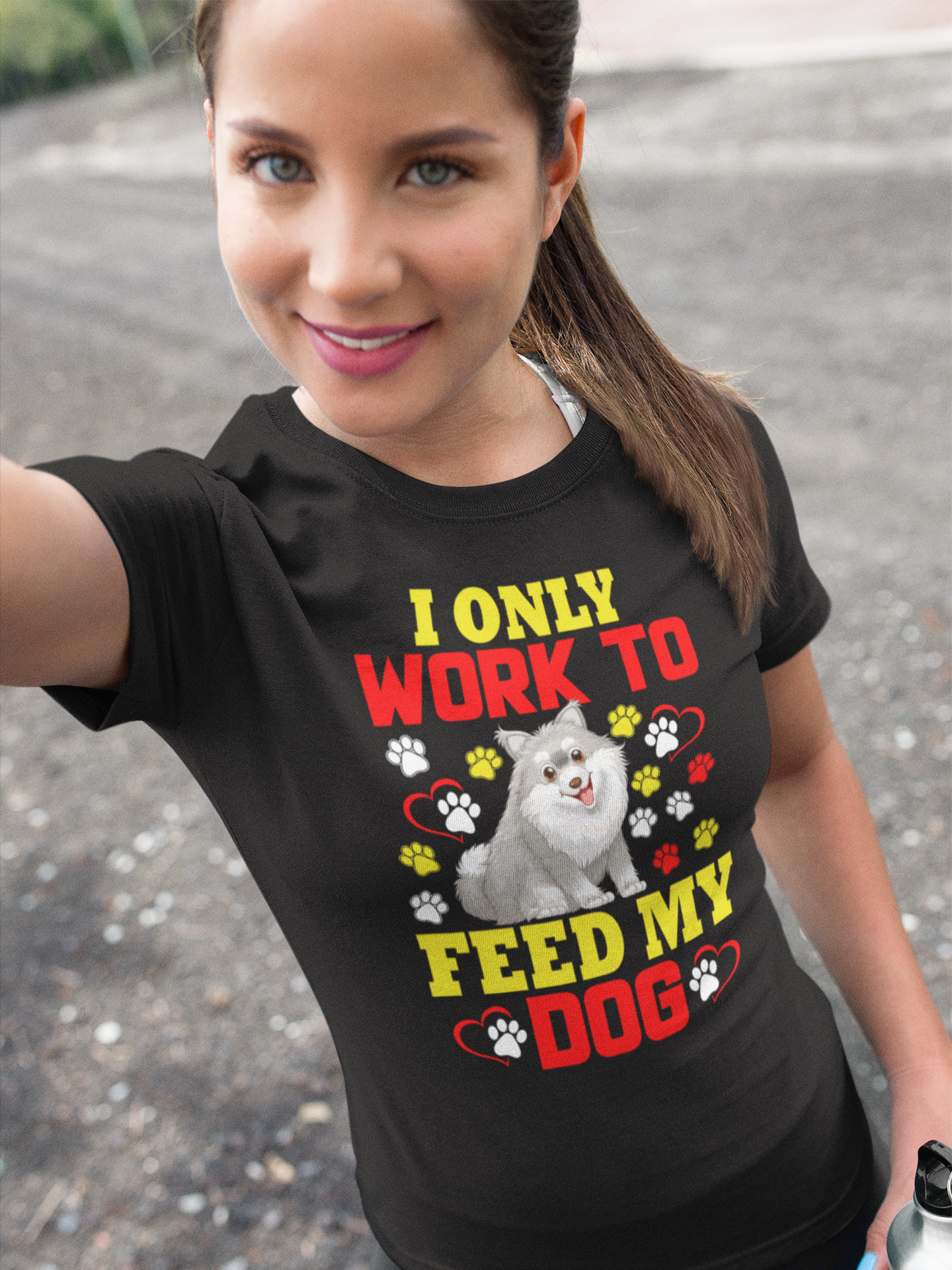 I Only Work to Feed My Dog - Cotton T-Shirt