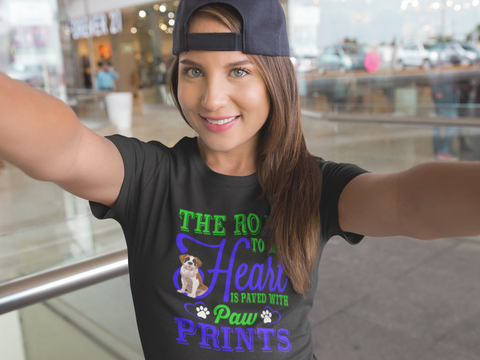 Image of The Road to My Heart Is Paved With Paw Prints - Cotton T-Shirt