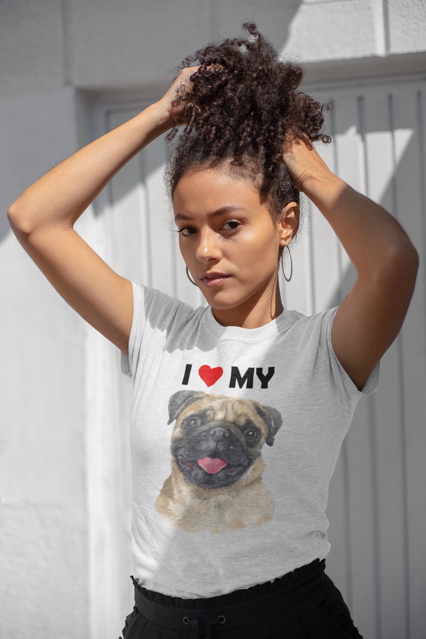I Love My Pug - Cotton T-Shirt