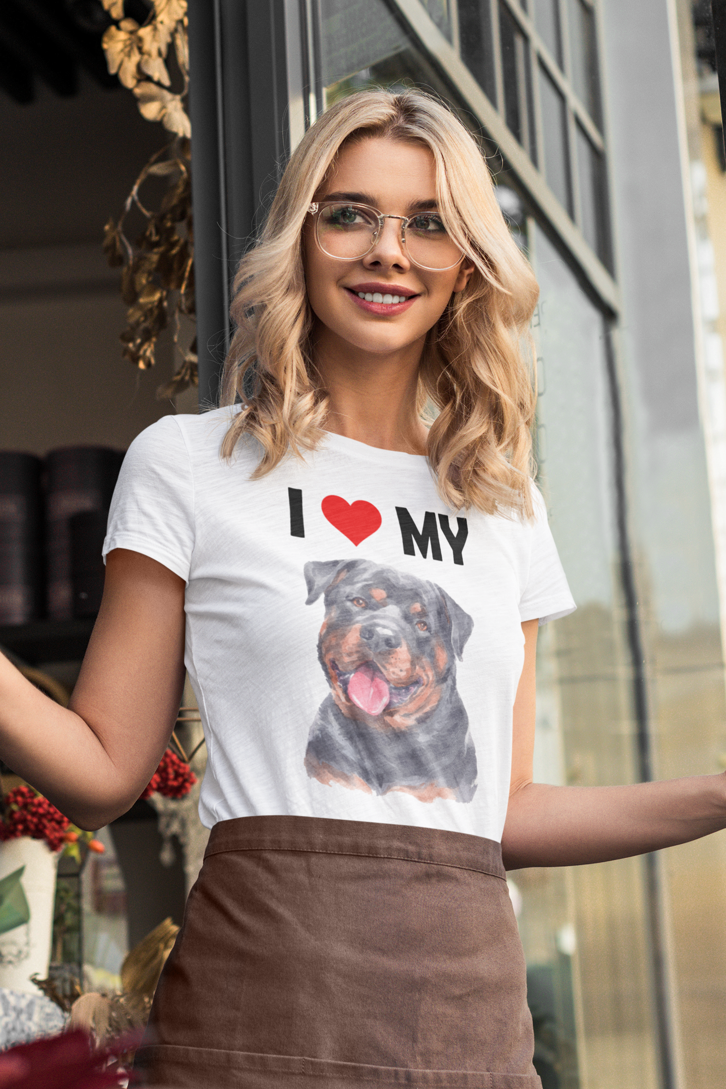 I Love My Rottweiler - Women's Cotton T-Shirt