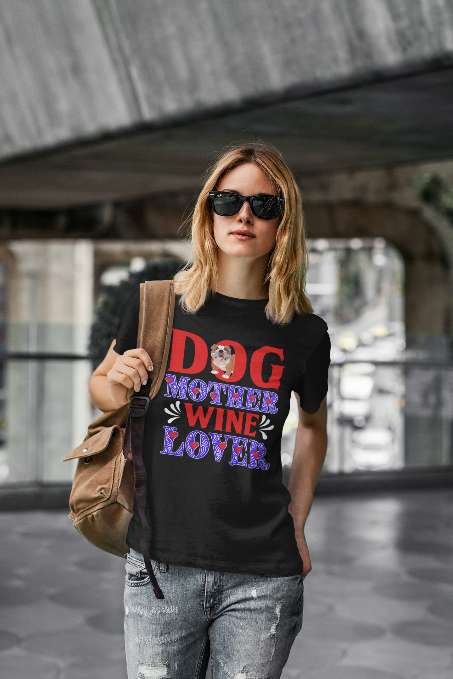 Dog Mother Wine Lover - Cotton T-Shirt