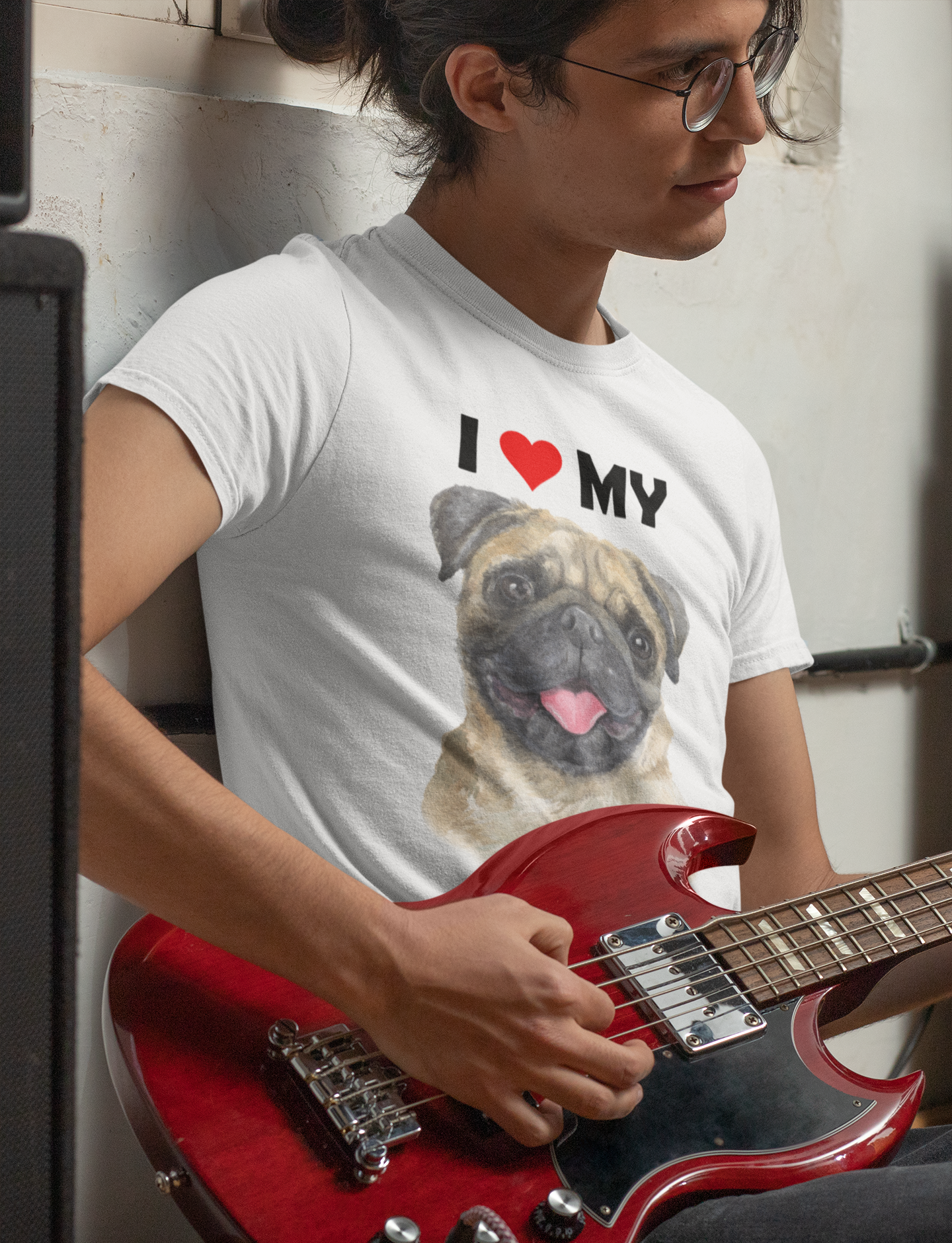 I Love My Pug - Cotton T-Shirt