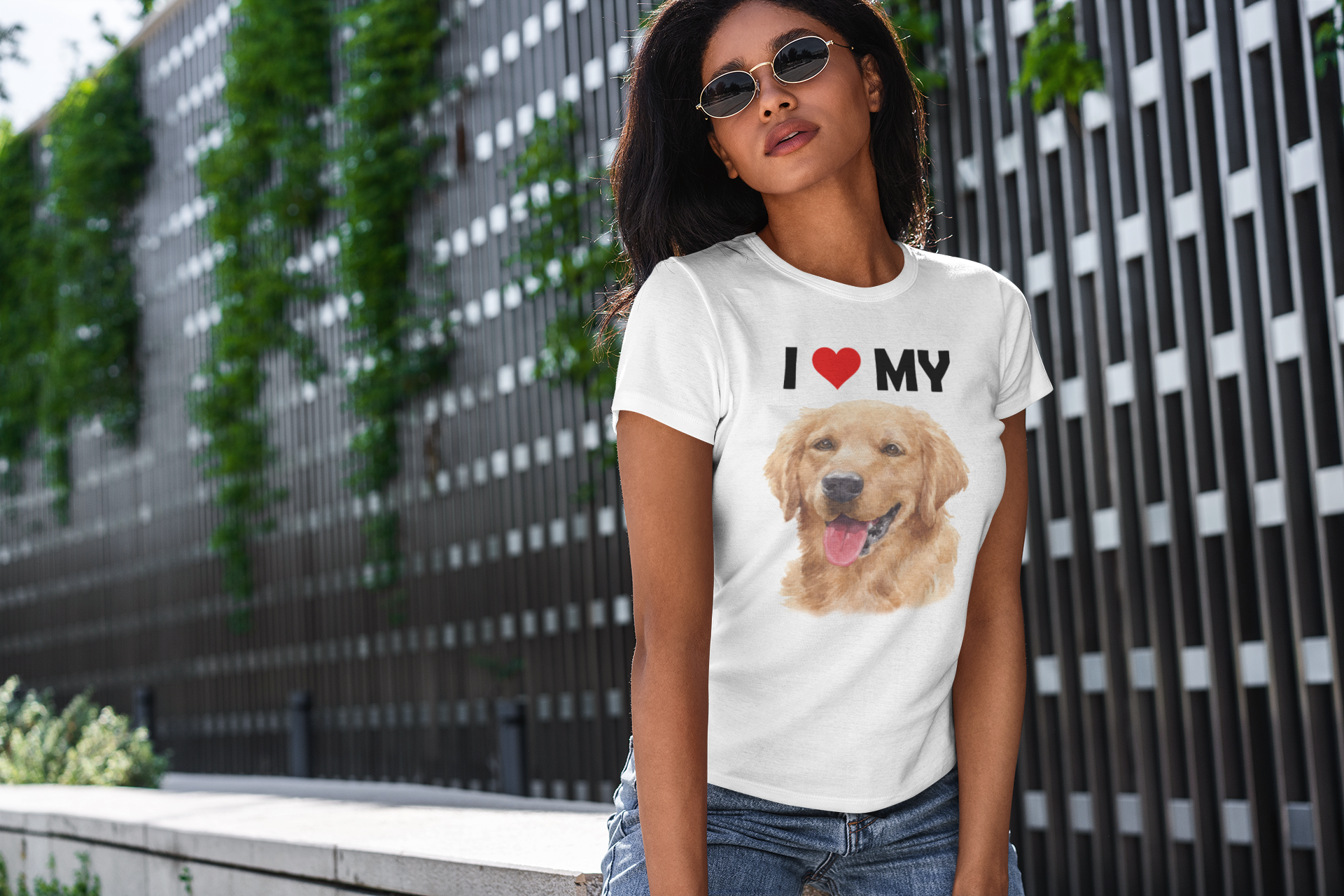 I Love My Golden Retriever - Women's Cotton T-Shirt