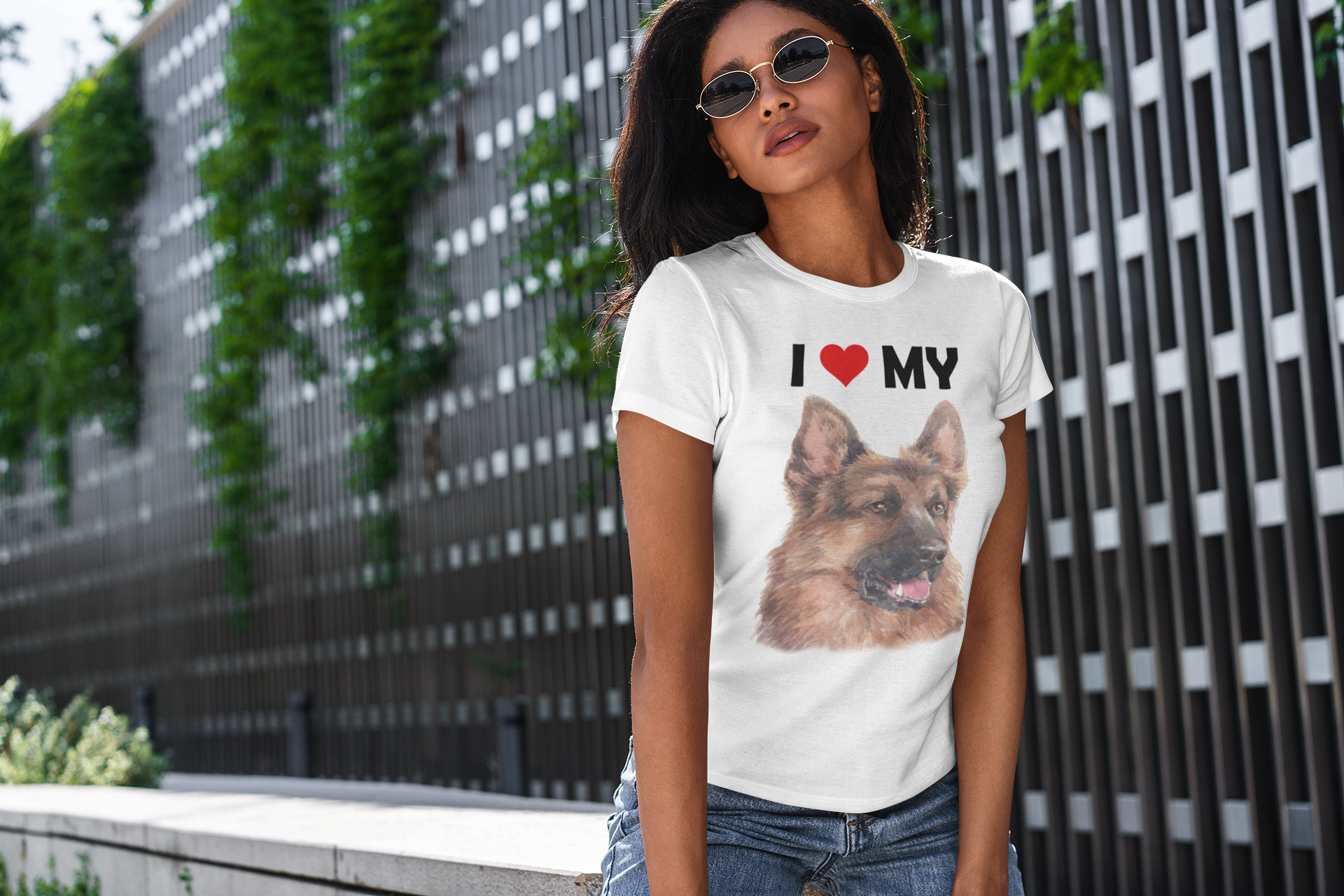 I Love My German Shepherd - Women's Cotton T-Shirt
