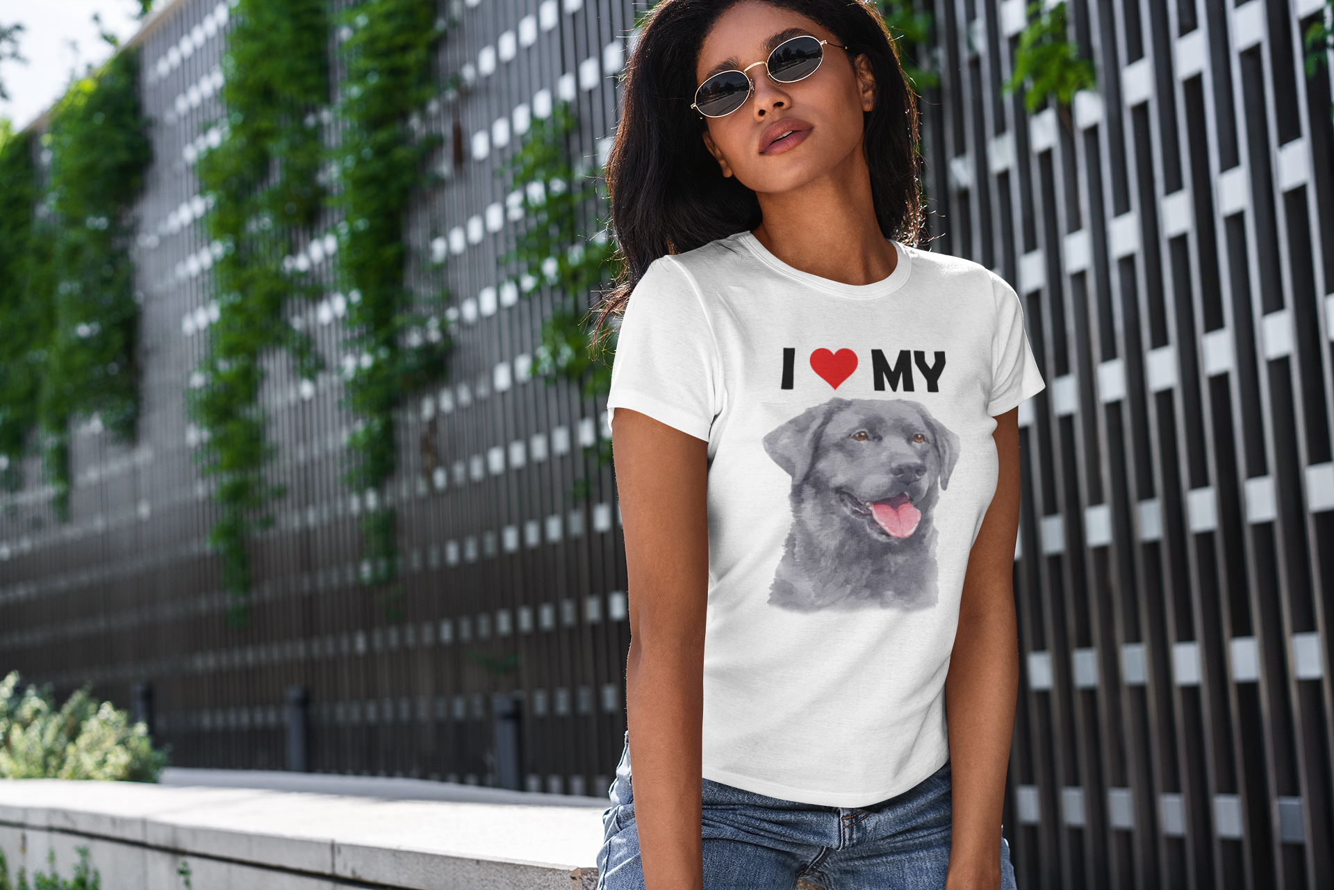 I Love My Black Labrador - Women's Cotton T-Shirt