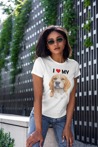 Image of I Love My Beagle - Women's Cotton T-Shirt